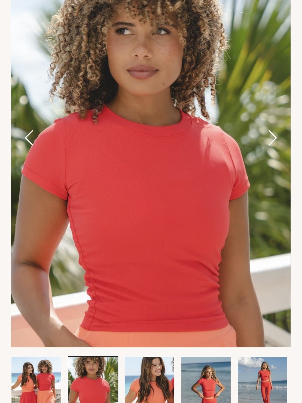 SALT PROJECT Refine Ribbed Cinched Baby Tee Small Nwt Strawberry Color